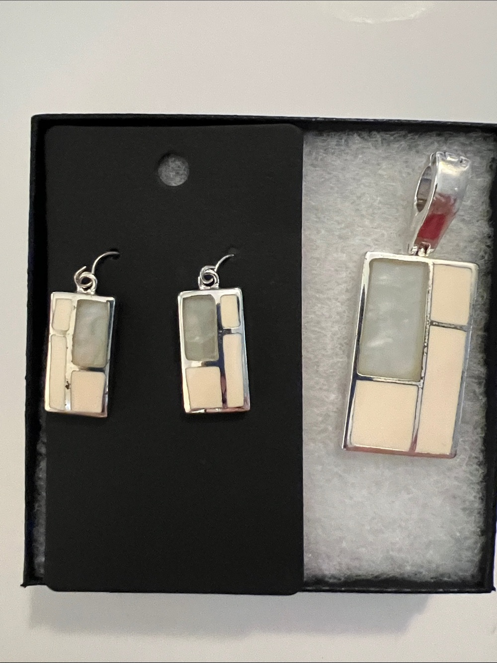 Vintage Lia Sophia Geometric Pendant & Matching Earring Set